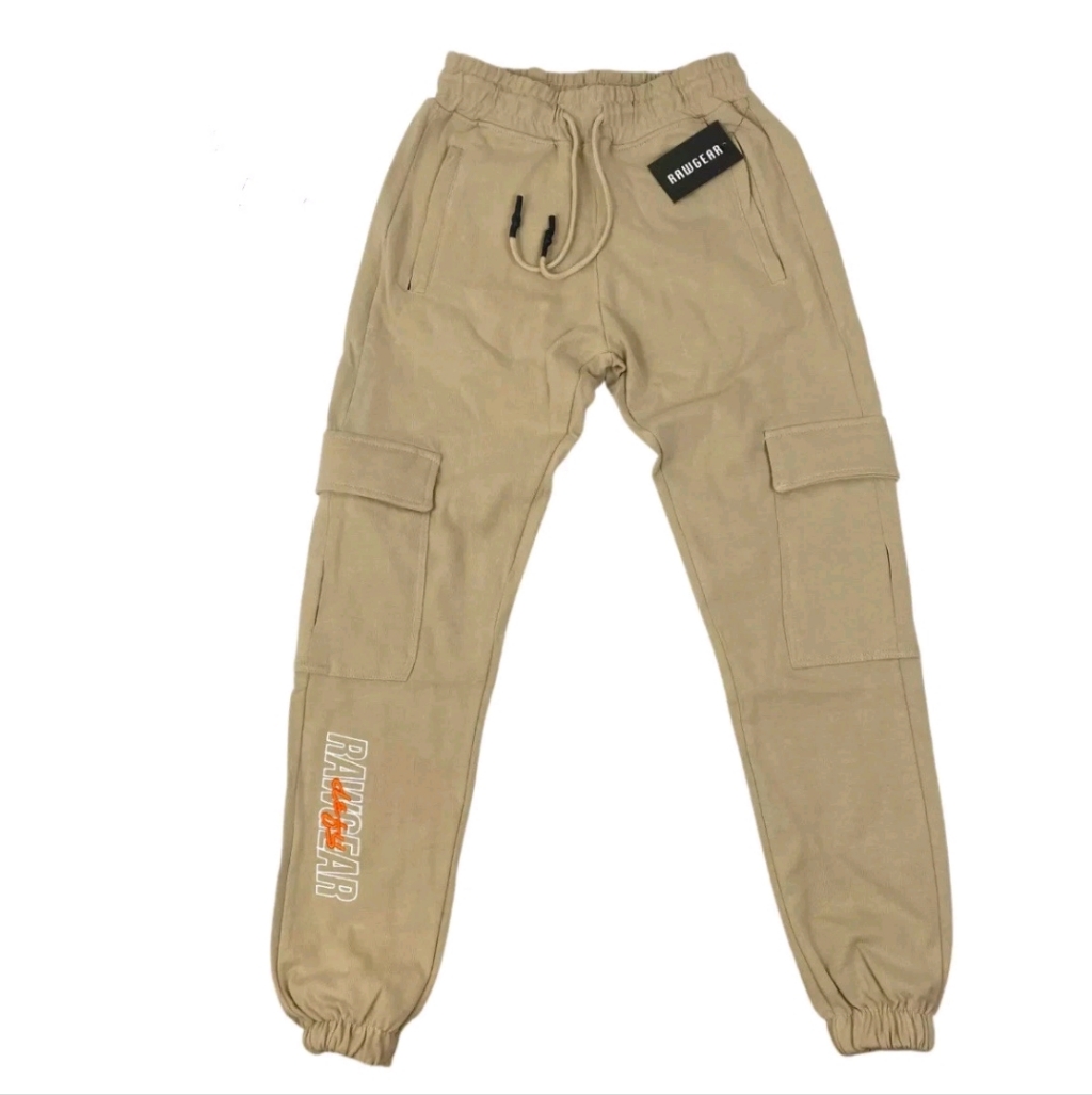 Rawgear Sweatpants Heavyweight Embroidered Print Cargo Joggers Rg223